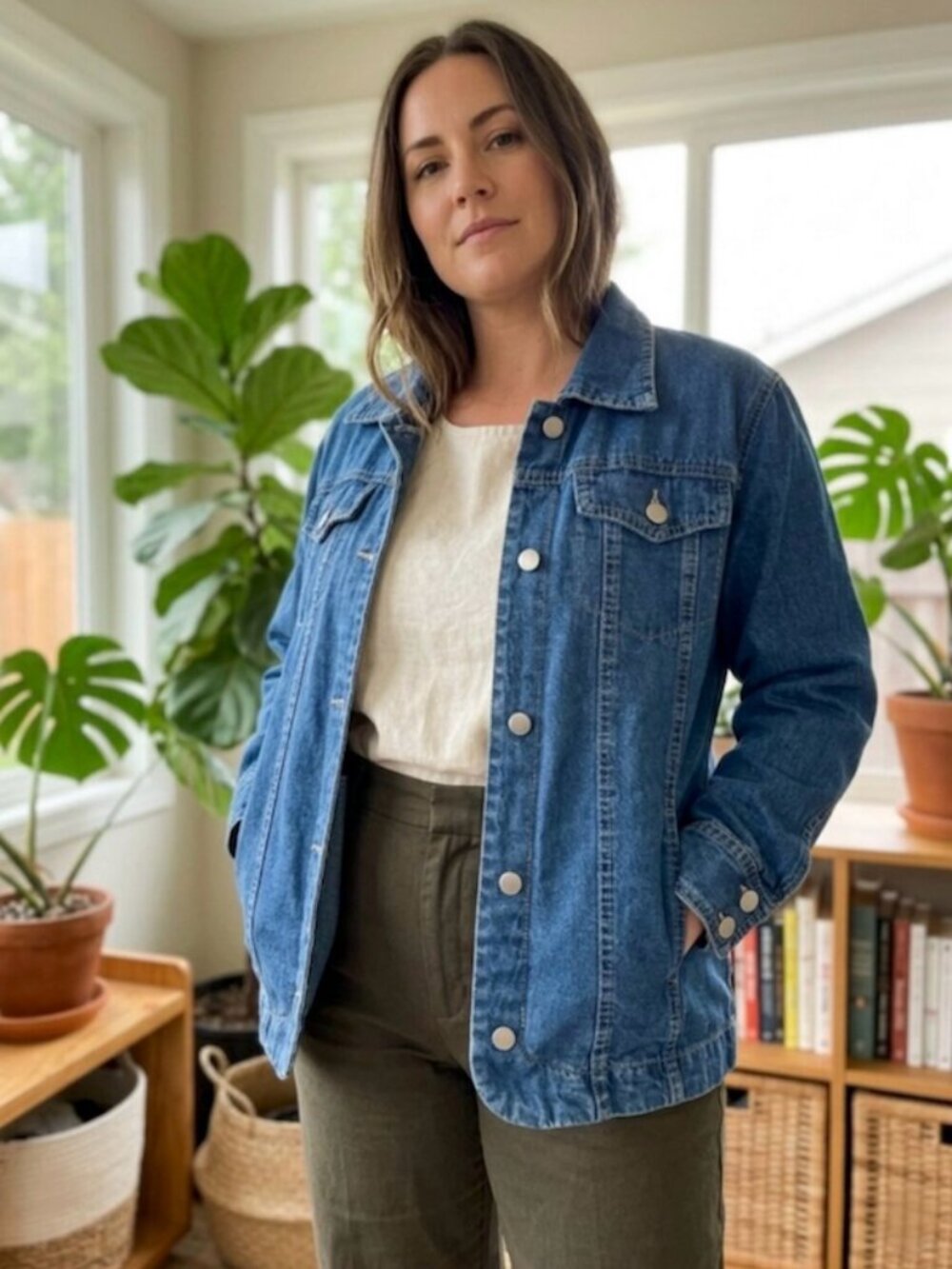 Tudor Court Denim Trucker Jacket Lightweight Shacket Blue L